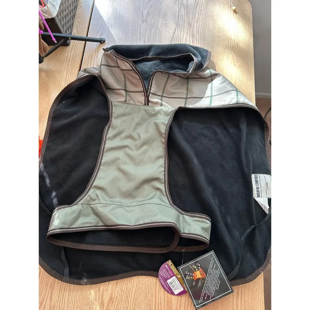 New Petrageous Fairbanks checkered dog coat Breathable WindProof Taupe black XXL